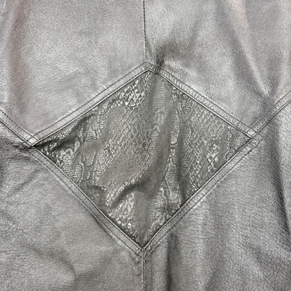 Vintage 80s Rare Lady Joy Women Statement Leather Jacket Large Black Snake Suede - Picture 6 of 10